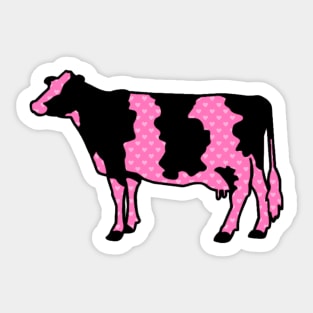 Pink Hearts Dairy Cow Silhouette  - NOT FOR RESALE WITHOUT PERMISSION Sticker